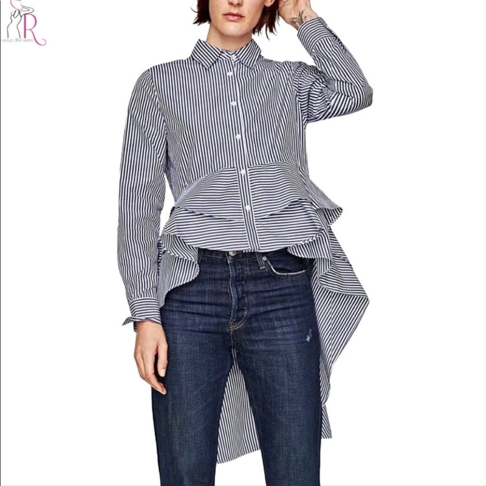NWT Striped High Low Shirt
